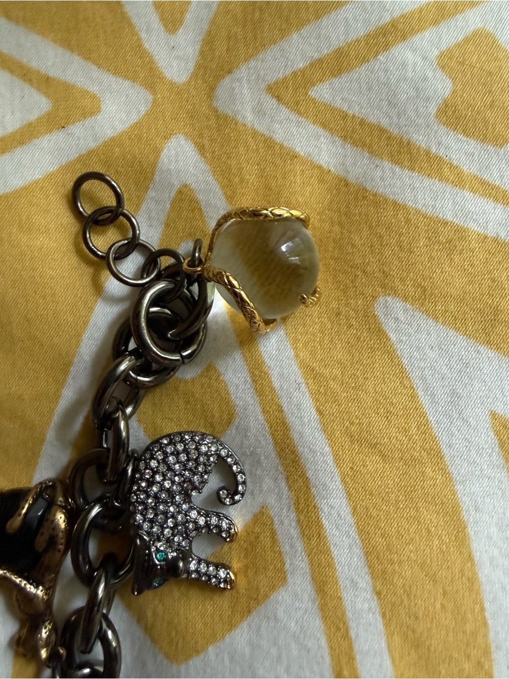 Crystal Elephant Charm Bracelet Pendant in Gold and Gunmetal